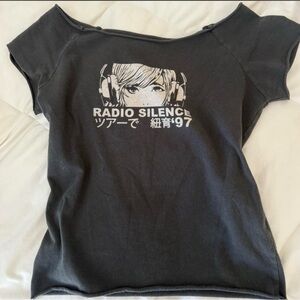 Brandy Melville off shoulder Graphic top